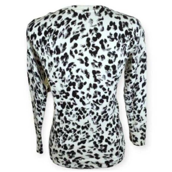 MERONA BLACK & CREAM LEOPARD PRINT CARDIGAN SZ.XS EUC. - Picture 3 of 5